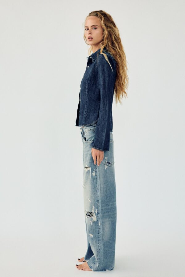 TRF RIPPED MID-RISE BAGGY BALLOON JEANS - Image 4