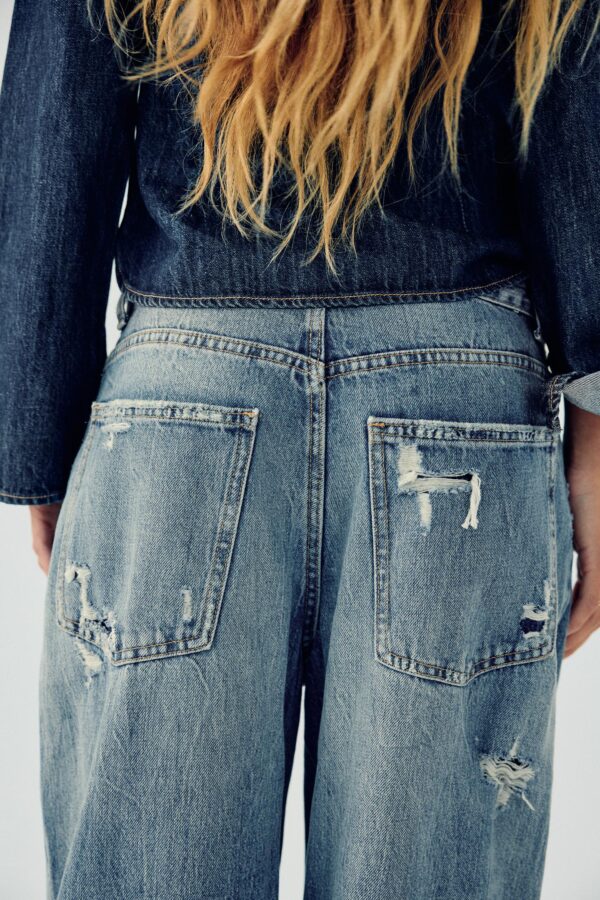 TRF RIPPED MID-RISE BAGGY BALLOON JEANS - Image 6