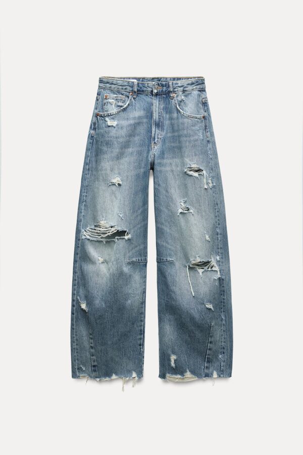 TRF RIPPED MID-RISE BAGGY BALLOON JEANS - Image 7