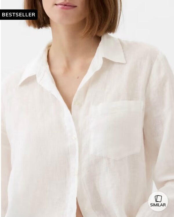GAP linen boyfriend fit shirt - Image 3