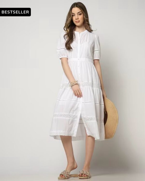 GAP slim fit tiered dress with camisole