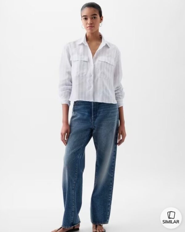 GAP linen long sleeves cropped shirt - Image 3