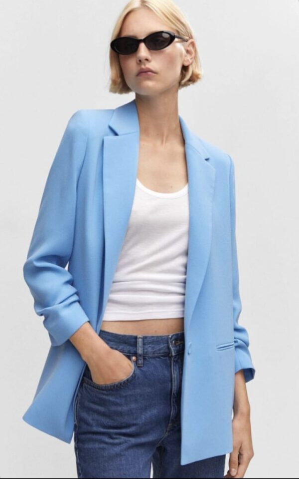 Mango Solid Single-Breasted Casual Blazer